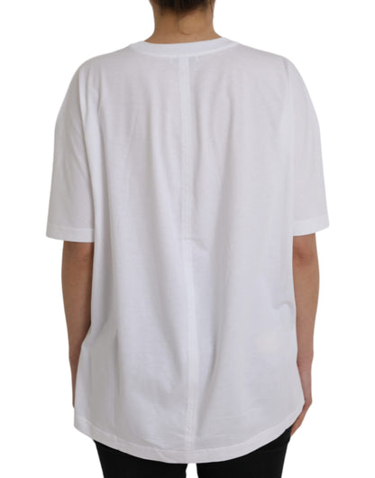 White Cotton Crew Neck Short Sleeves T-shirt