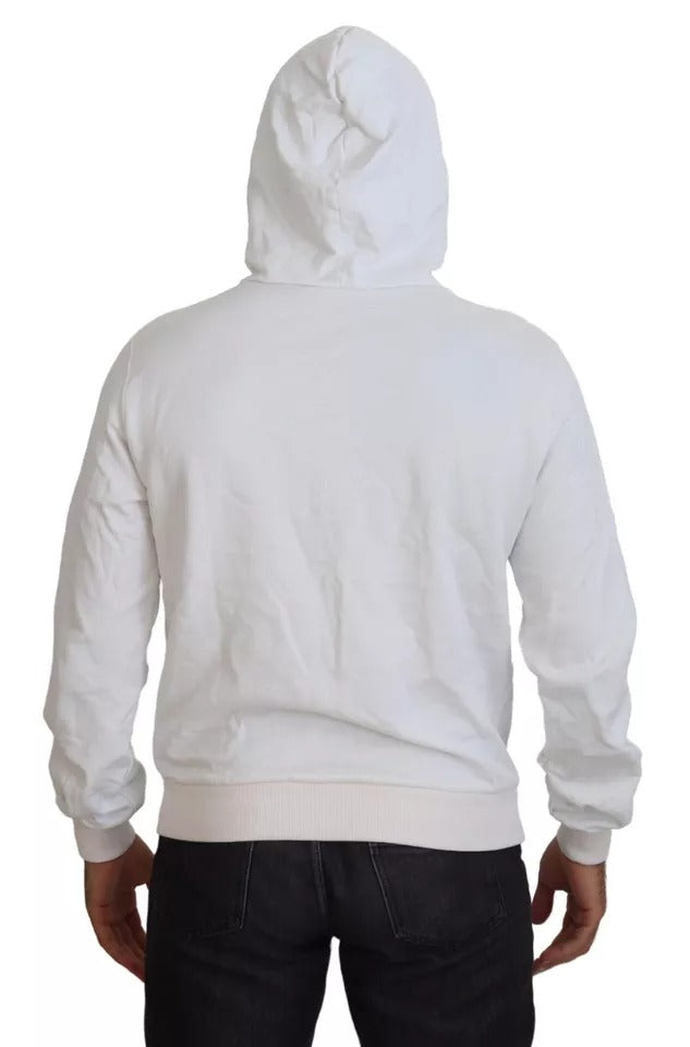 White Caesar Cotton Hooded Sweatshirt Sweater