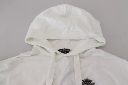 White Cotton Hooded Sweatshirt Sweater