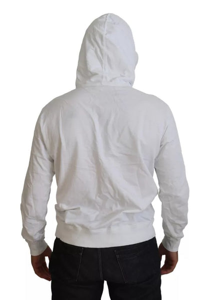 White Cotton Hooded Sweatshirt Logo Sweater