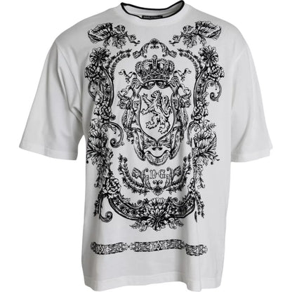 White Lion Crown Logo Cotton Crewneck T-shirt