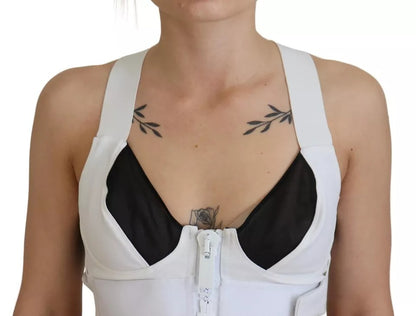 White Viscose Sleeveless Cropped Bustier Top