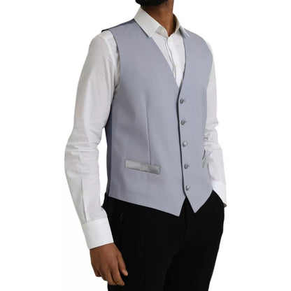 Light Blue Wool Formal Dress Waistcoat Vest