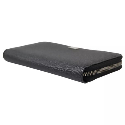 Black Calf Leather Zip Around Continental Women Wallet