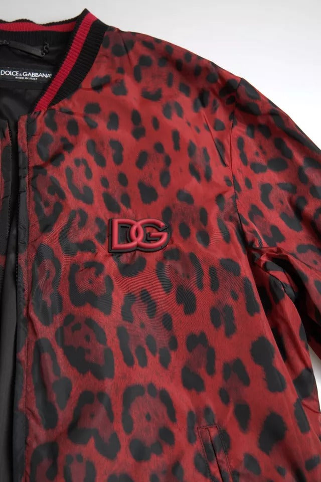 Red Leopard Bomber Short Coat Jacket