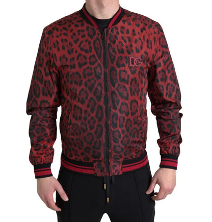 Red Leopard Bomber Short Coat Jacket