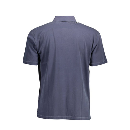 Blue Cotton Men Polo Shirt