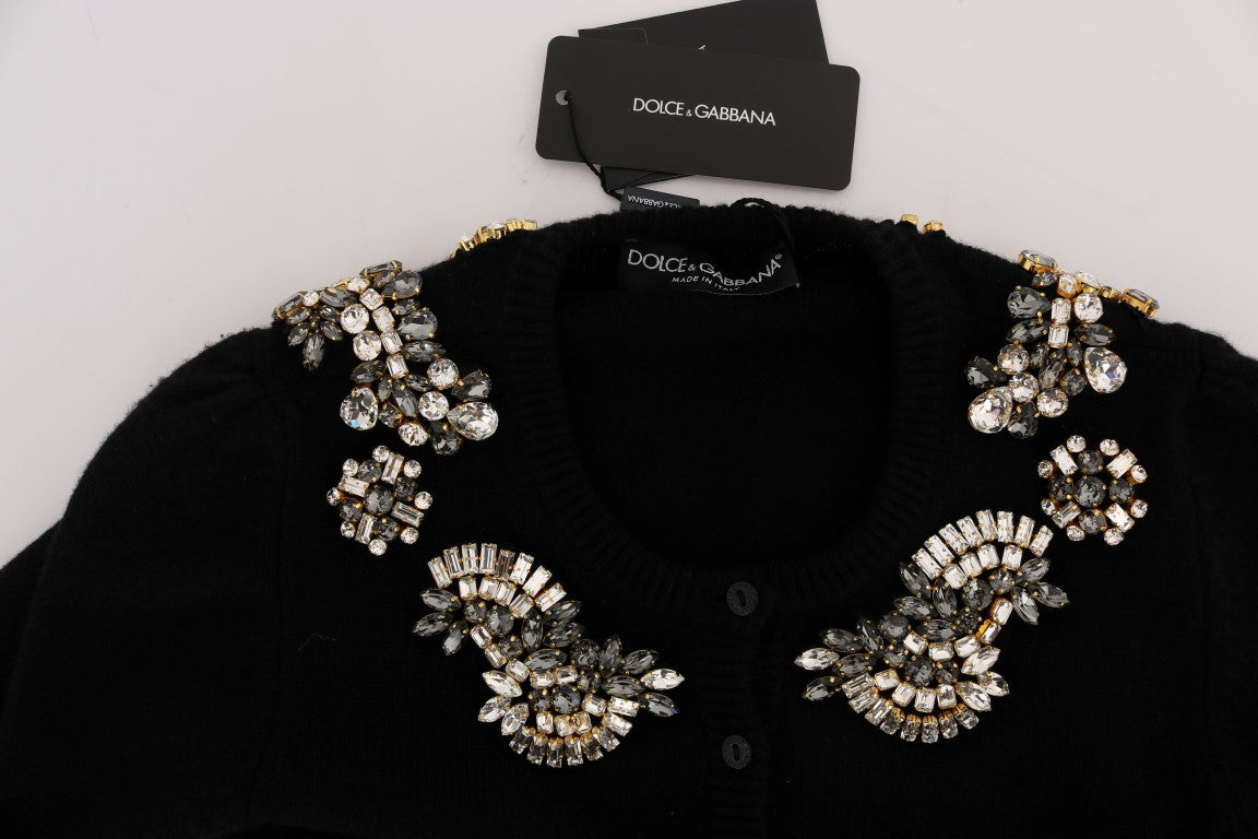 Black Cashmere Crystal Embellished Cardigan