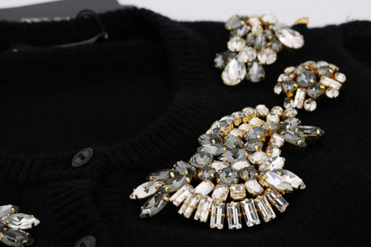 Black Cashmere Crystal Embellished Cardigan