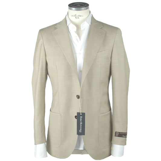 Beige Wool Men Blazer