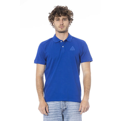 Blue Cotton Men Polo Shirt