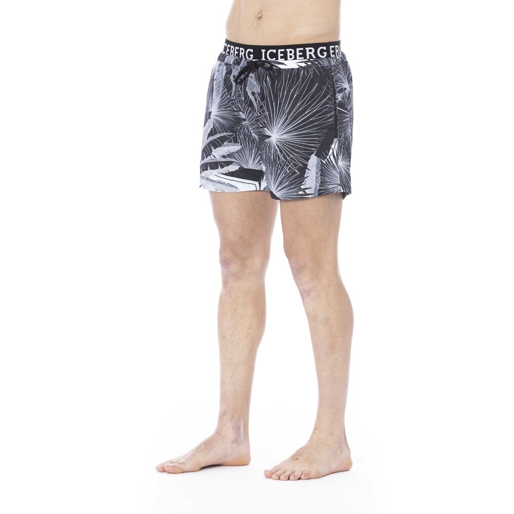 Black Polyester Men Swim Trunk