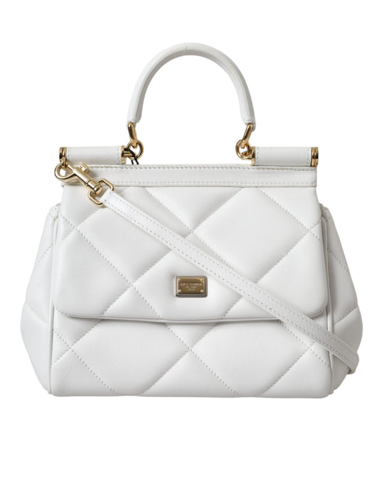 White Quilted Leather SICILY Shoulder Purse Satchel Bag