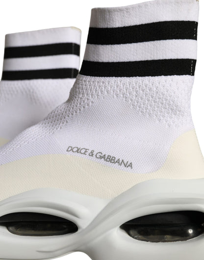 White Black Slip On Wave Socks Sneakers Shoes