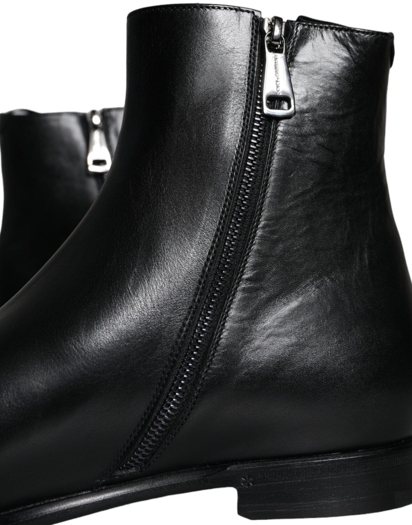 Black Calf Leather Men Ankle Boots Shoes