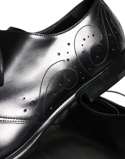 Black Calfskin Leather Derby Men Dress Shoes