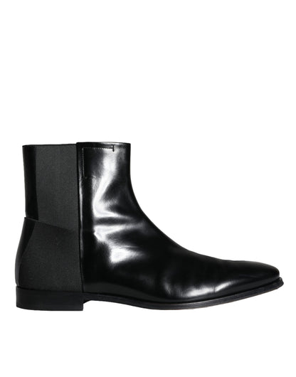 Black Calf Leather Men Ankle Boots Men Shoes