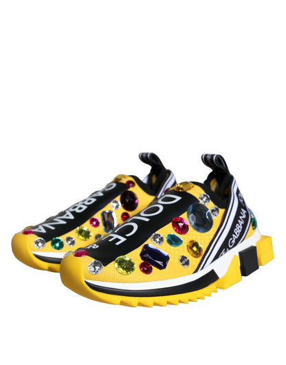 Yellow Sorrento Crystals Sneakers Womens Shoes