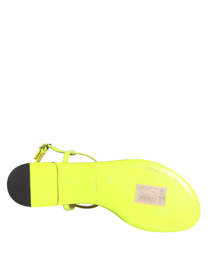 Yellow Leather DG Logo Flats Sandals Shoes