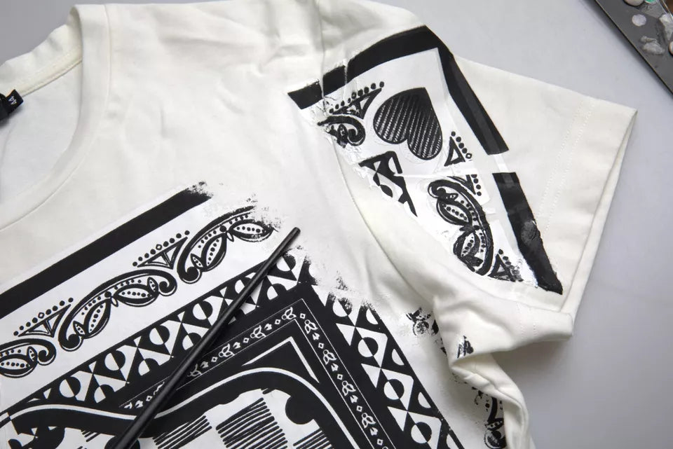 White Graphic Print Cotton Crew Neck T-shirt