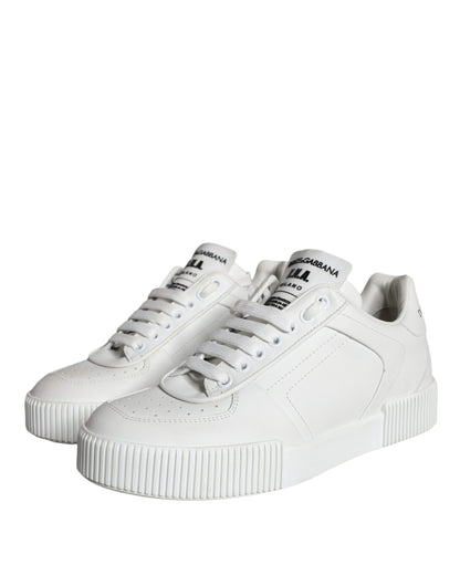 White Calfskin Leather Miami Low Top Sneakers Shoes