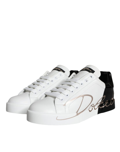 White Black Portofino Low Top Sneakers Shoes