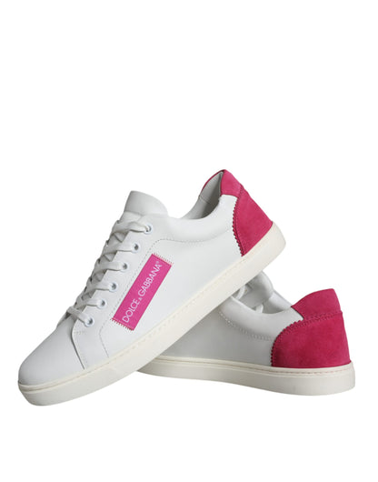 White Pink Leather Logo Classic Sneaker Shoes