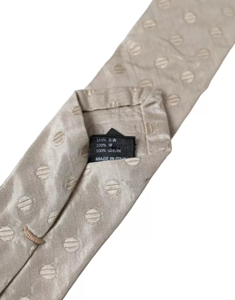 Beige Dotted Silk Classic Adjustable Men Tie