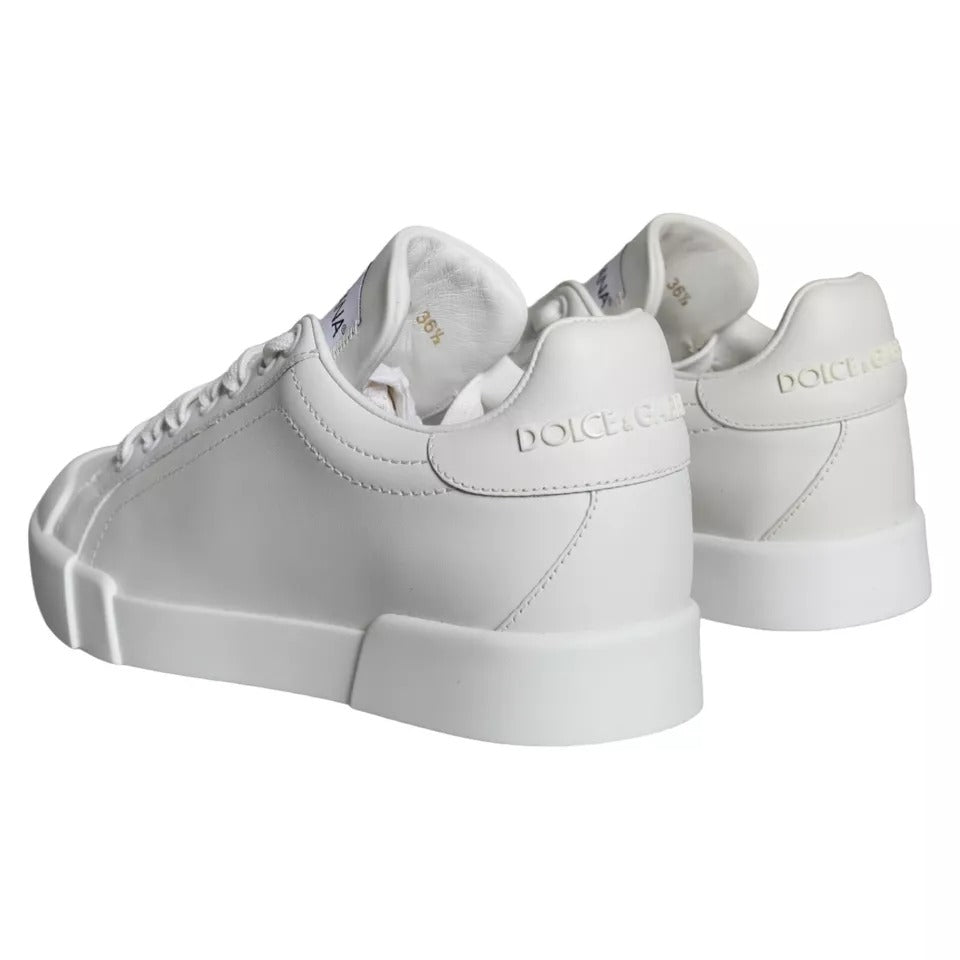 White Calfskin Leather Miami Low Top Sneakers Shoes