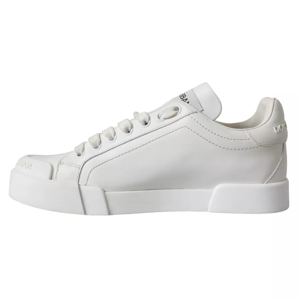 White Calfskin Leather Miami Low Top Sneakers Shoes