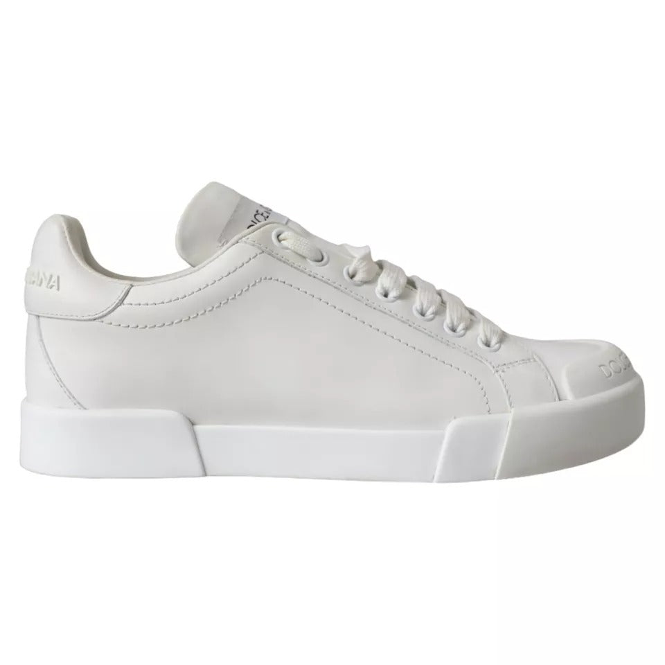 White Calfskin Leather Miami Low Top Sneakers Shoes