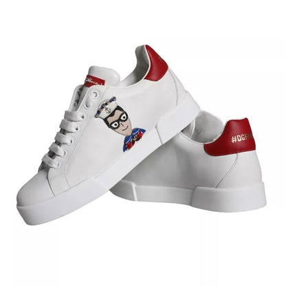 White Patch Calfskin Nappa Portofino Sneakers Shoes