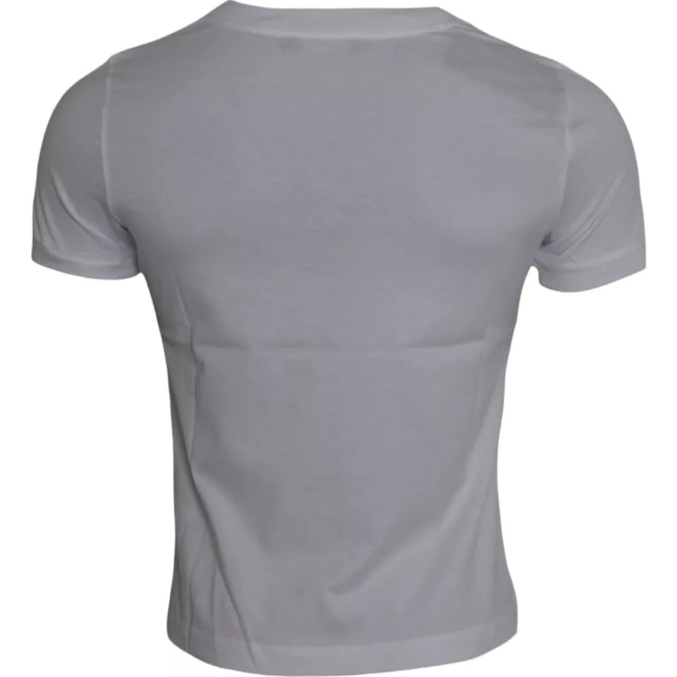 White Cotton Round Neck Short Sleeve T-shirt