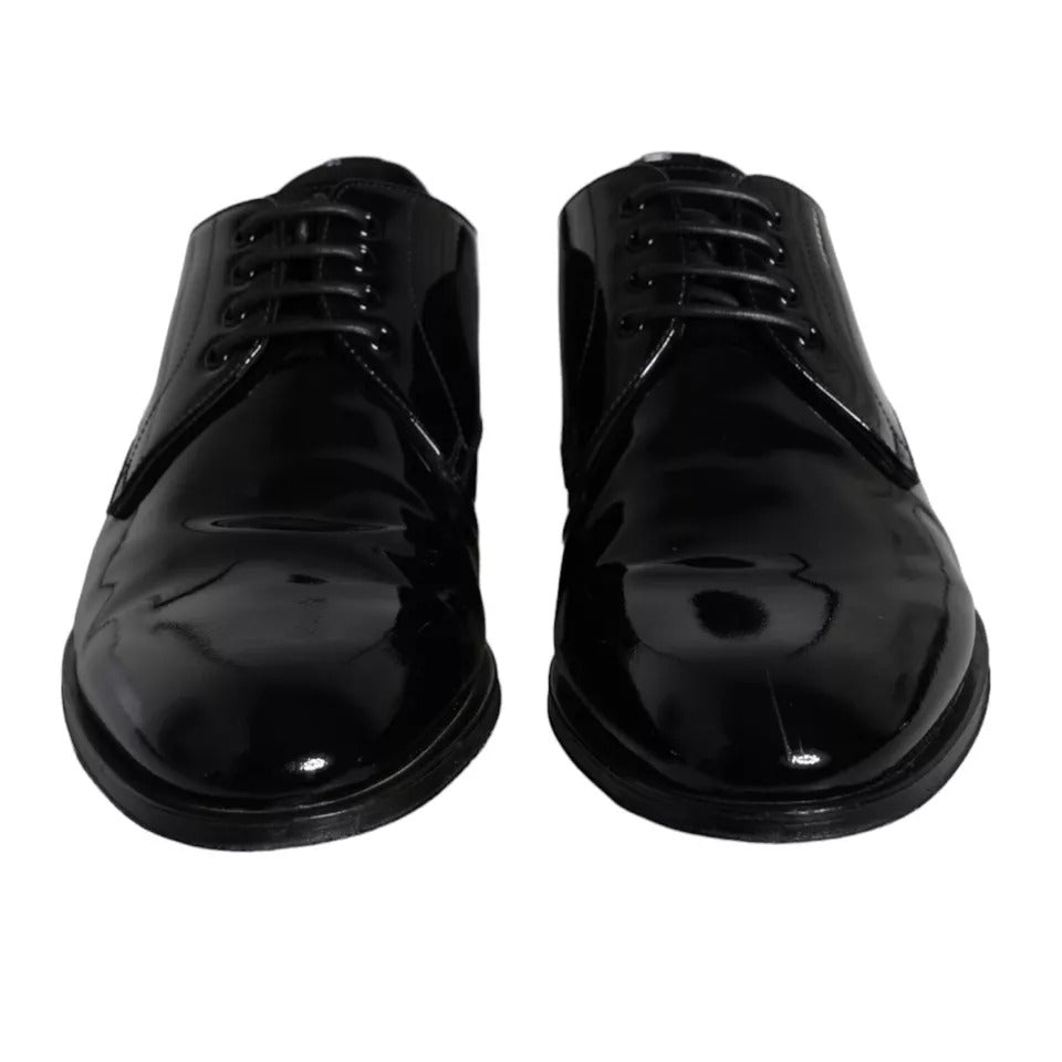 Black Calfskin Leather Derby Men Dress Shoes