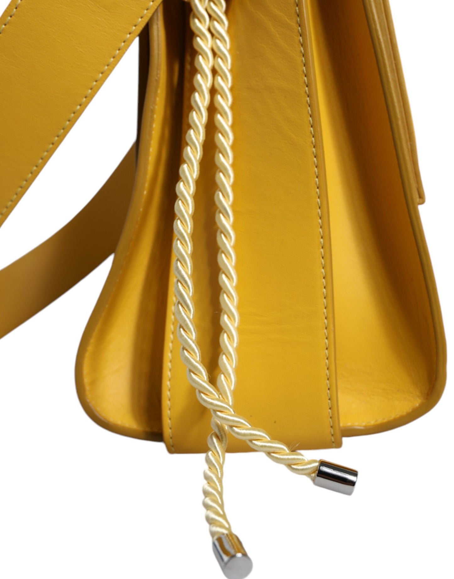 Yellow Leather Shoulder Strap Top Handle Bag