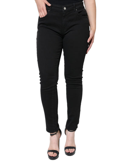 Black Cotton Stretch Skinny Denim Jeans