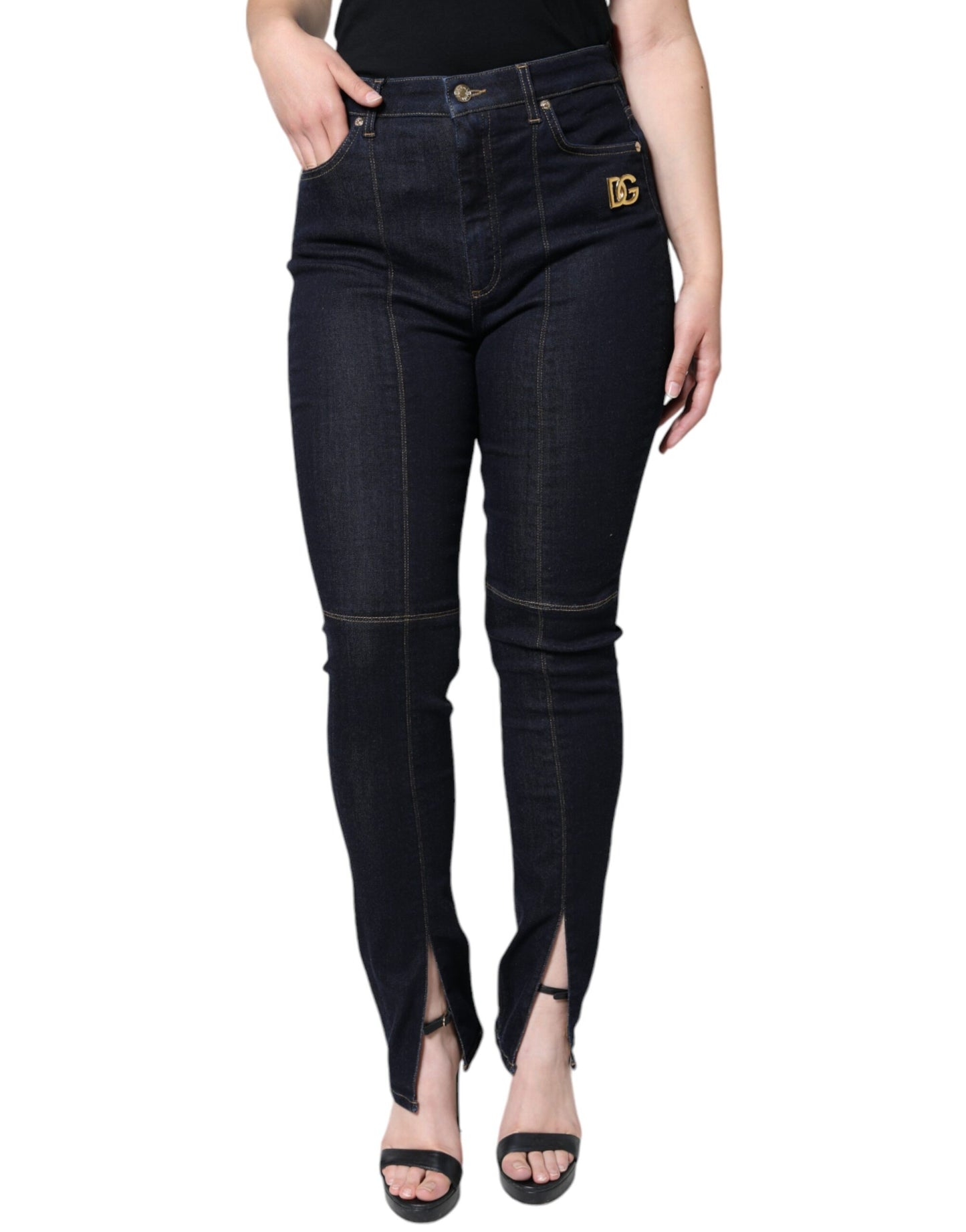 Black Cotton Blend Skinny Denim Jeans