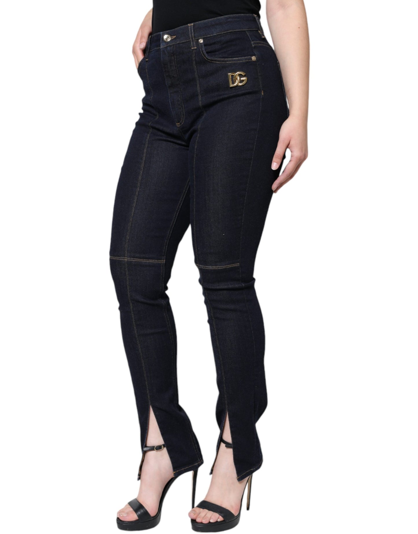 Black Cotton Blend Skinny Denim Jeans