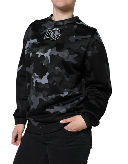 Black Camouflage Round Neck Sweatshirt Sweater