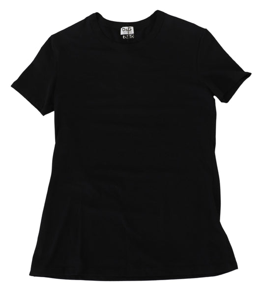 Black Cotton Stretch Short Sleeves Top Underwear