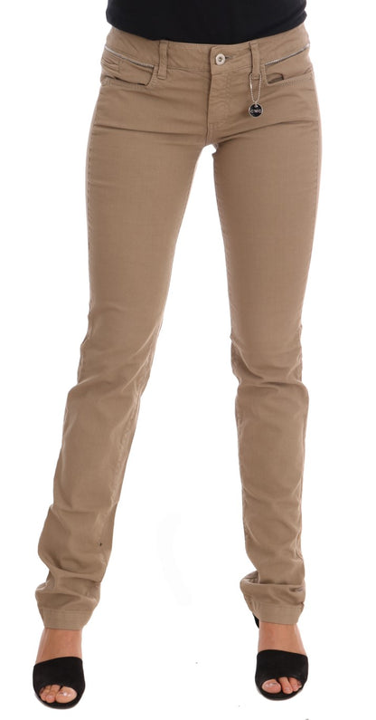 Jean slim stretch en coton beige