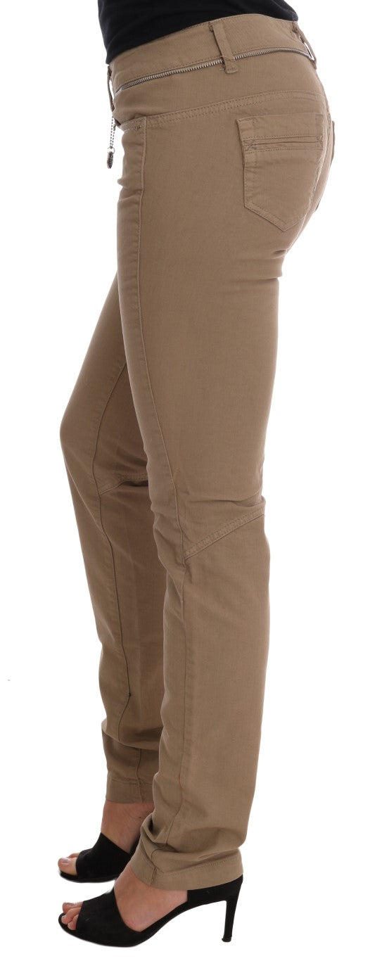 Jean slim stretch en coton beige