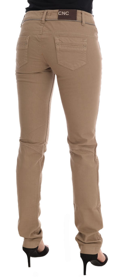 Jean slim stretch en coton beige