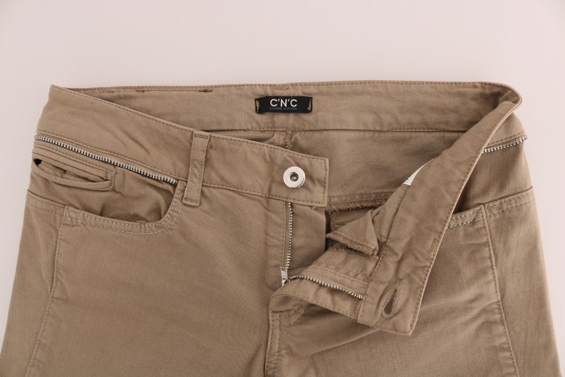 Jean slim stretch en coton beige