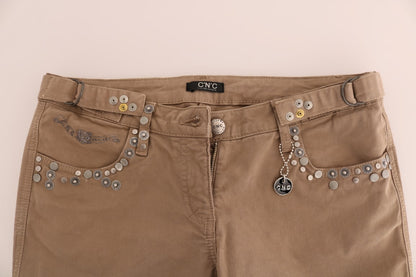 Jean slim stretch en coton beige