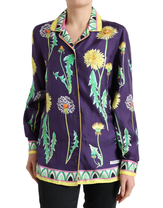 Elegant Silk Twill Floral Shirt