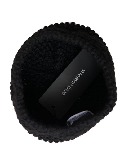 Black Cashmere Knitted Beanie Bonnet Hat Men