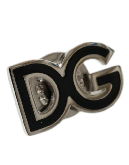 Elegant Silver Tone Logo Pin Brooch