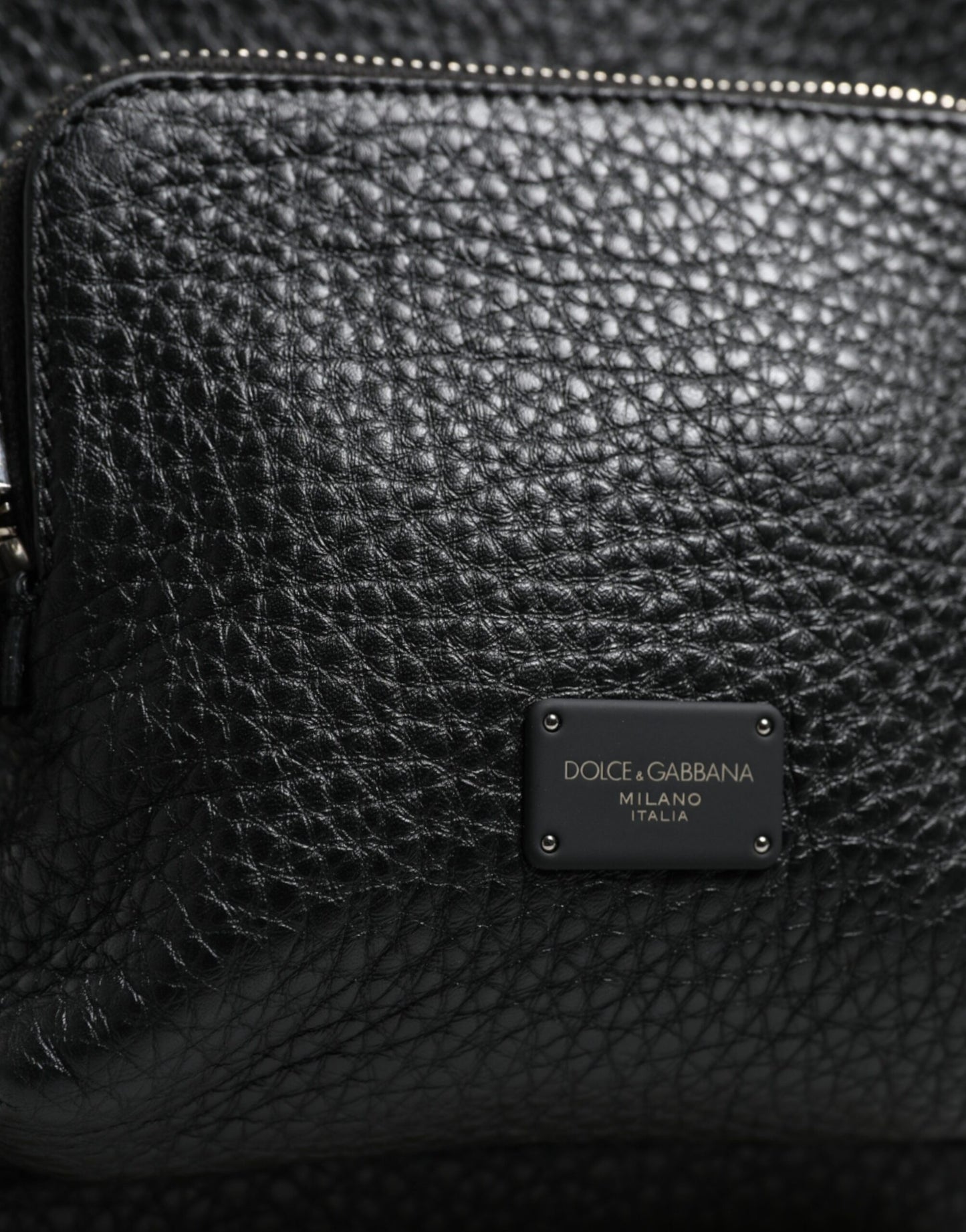 Black Calfskin Leather Logo Plaque Bodybag Bag