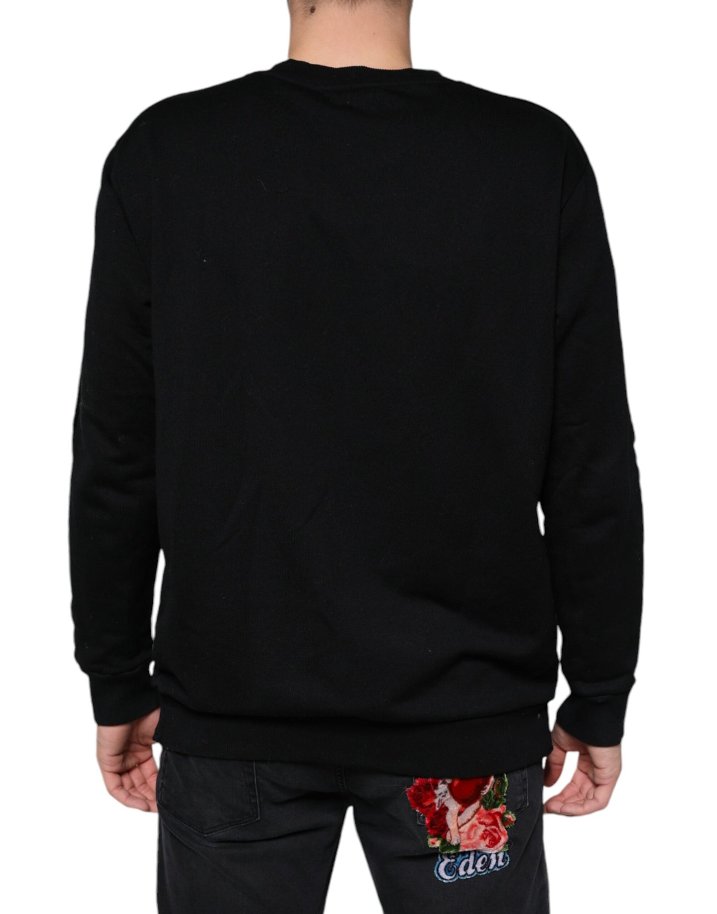 Black Cotton Crown Pullover Sweatshirt Sweater